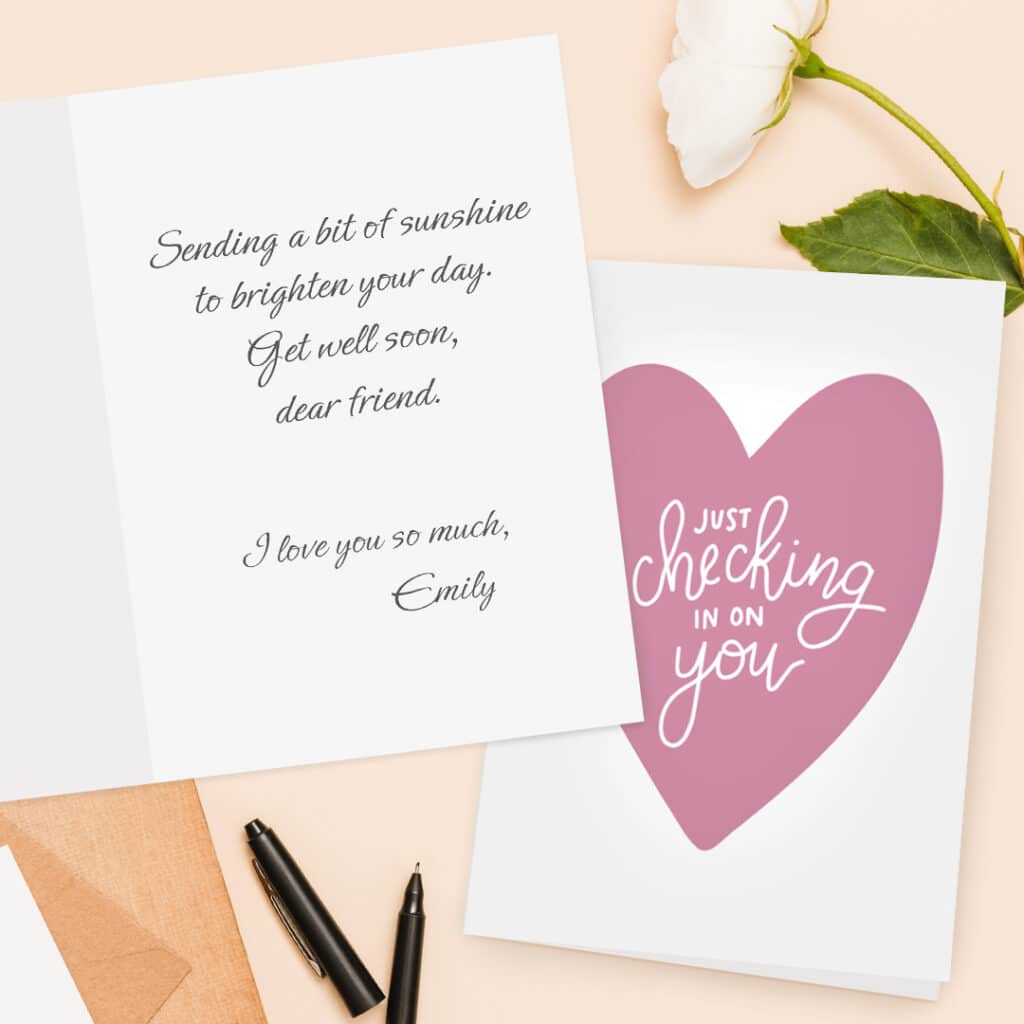 "Just checking in on you" folded card